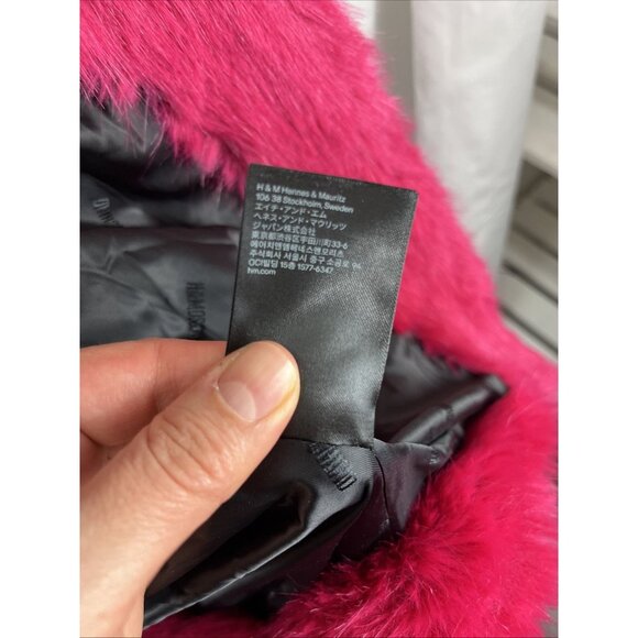 H&M X Moschino Jeremy Scott Pink Faux Fur Coat w/ Chains Womens Size XS - Picture 10 of 16